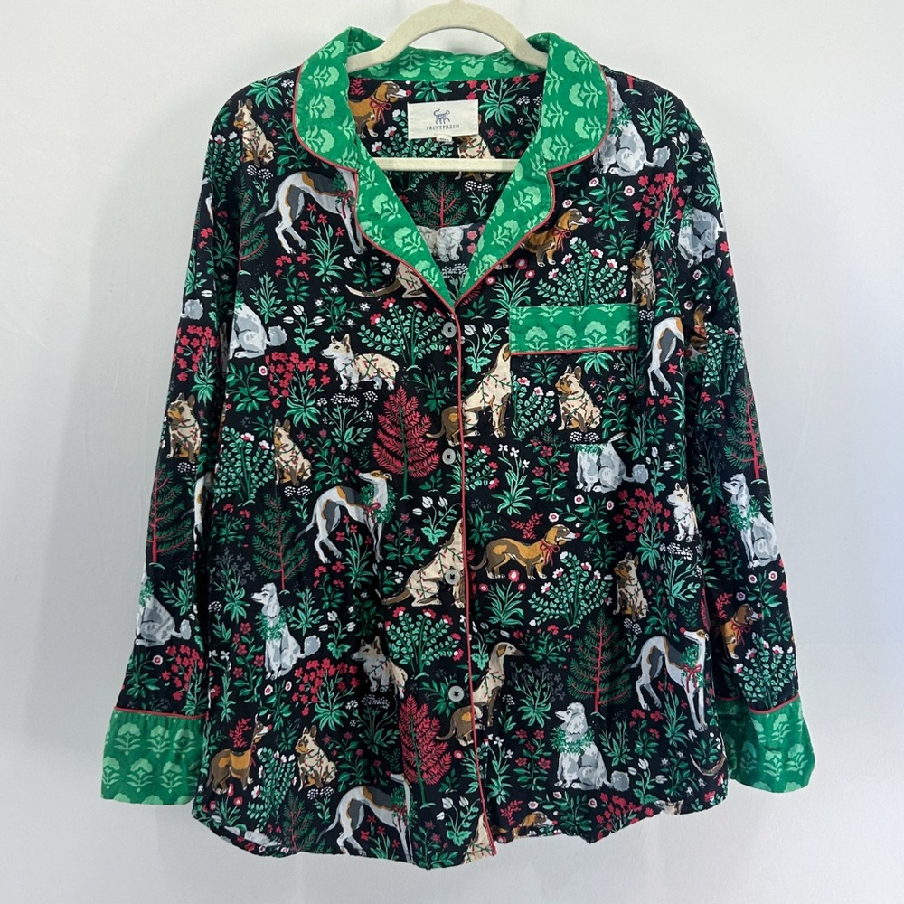 Printfresh Happy Howlidays Dog Christmas Holiday 100% Organic Cotton Pajama Top